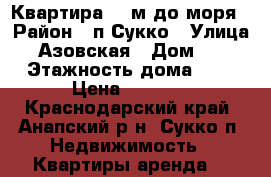 Квартира 300м до моря › Район ­ п.Сукко › Улица ­ Азовская › Дом ­ 1 › Этажность дома ­ 3 › Цена ­ 1 999 - Краснодарский край, Анапский р-н, Сукко п. Недвижимость » Квартиры аренда   